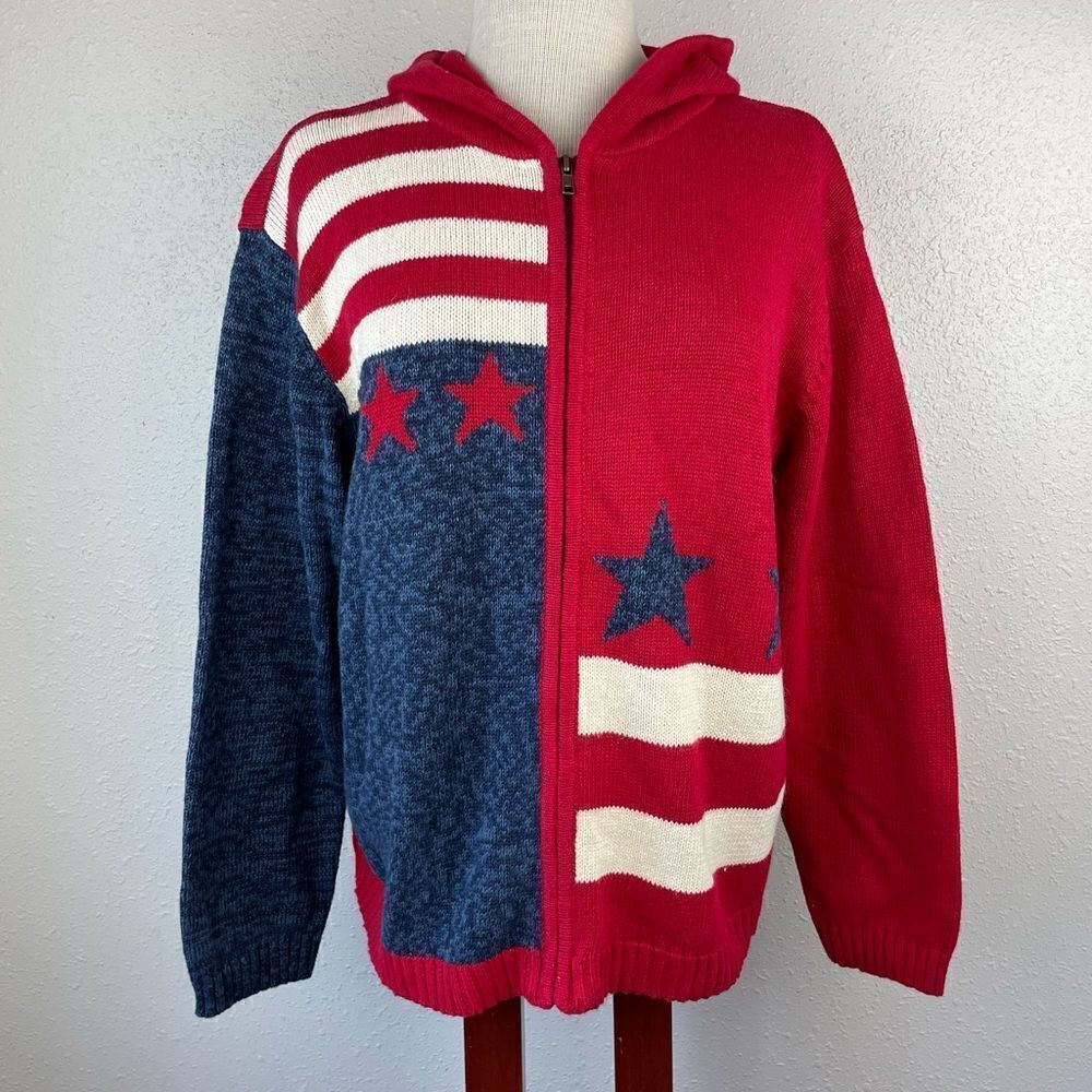 Heirloom Collectibles Full Zip Hooded Sweater Jacket Size L EUC